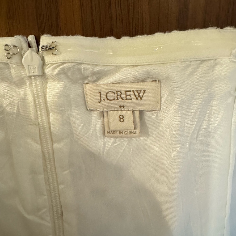 J.Crew White Eyelet Strapless Peplum Top Size 8 Cotton Lined Classic Blouse - Picture 8 of 9